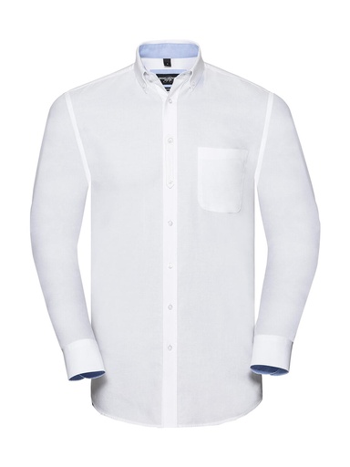 Men's LS Tailored Washed Oxford Shirt White/Oxford Blue