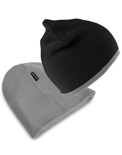 Soft Feel Cuffless Reversible Beanie Black/Grey