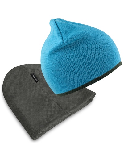 Soft Feel Cuffless Reversible Beanie Aqua/Grey