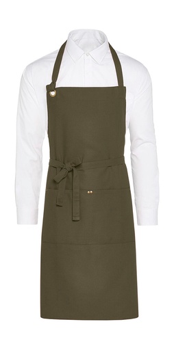 PROVENCE - Eyelet Bib Apron with Pocket Olive