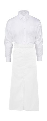 BERLIN Long Bistro Apron with Vent and Pocket White