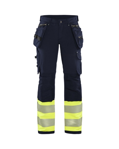 7193 Dames High Vis werkbroek 4-weg stretch met gereedschapszakken