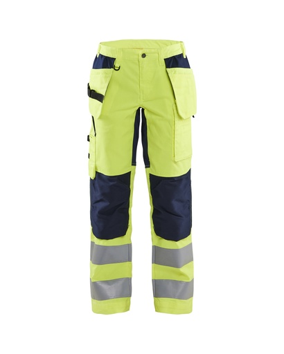 7163 Dames High Vis Werkbroek met stretch en gereedschapzakken