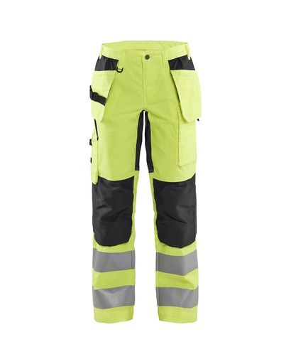 7163 Dames High Vis Werkbroek met stretch en gereedschapzakken