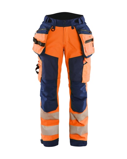 7118 Dames High Vis werkbroek softshell met gereedschapszakken