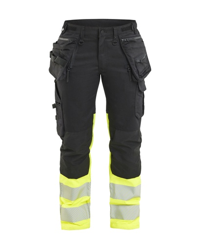 7030 Dames High Vis Werkbroek Stretch met gereedschapszakken