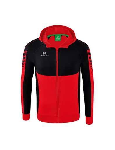 Six Wings trainingsjack met capuchon rood/zwart