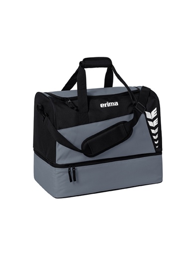 SIX WINGS sporttas met bodemvak slate grey/zwart