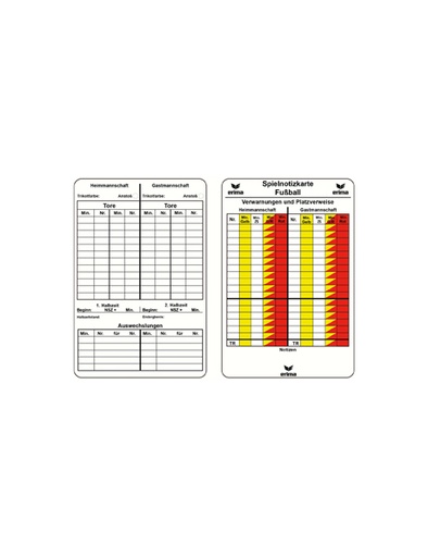Voetbalnotitiekaarten wit