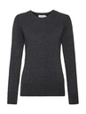 Ladies' Crew Neck Knitted Pullover Charcoal Marl