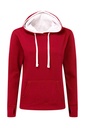 Contrast Hooded Sweatshirt Women Red/White