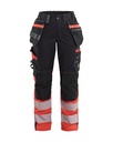 7196 Dames High Vis werkbroek met Stretch en gereedschapszakken